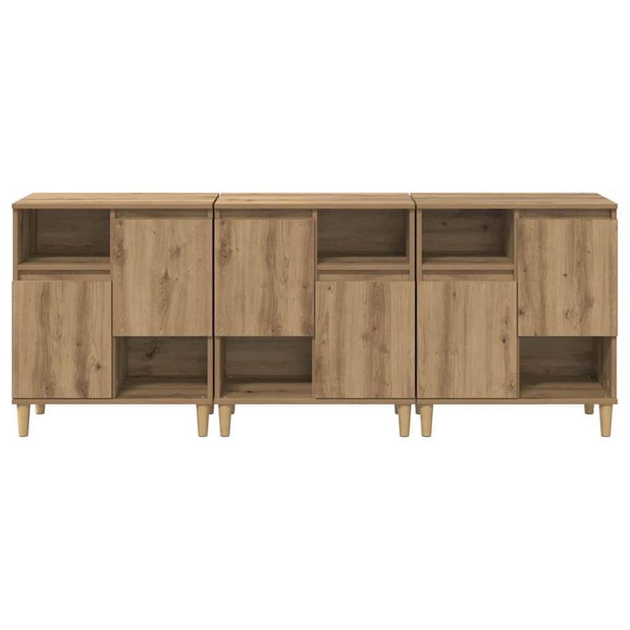 Dressoirs 3 pcs Artisan Eiken 60 x 35 x 70 cm Bewerkt hout