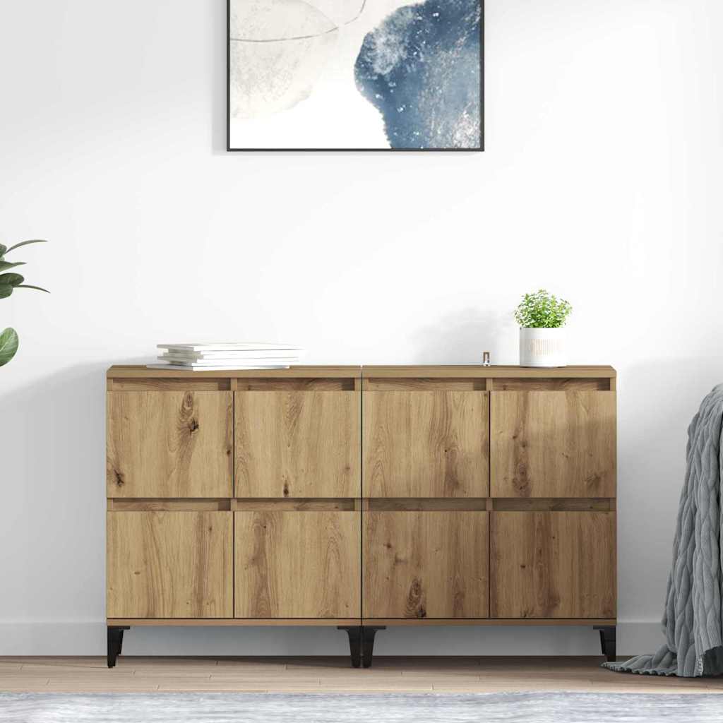 Dressoirs 2 pcs Artisan Eiken 60 x 35 x 70 cm Bewerkt hout