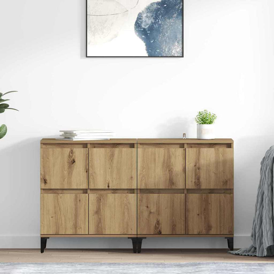 Dressoirs 2 pcs Artisan Eiken 60 x 35 x 70 cm Bewerkt hout