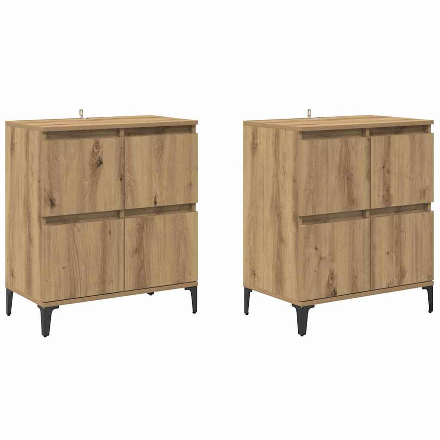 Dressoirs 2 pcs Artisan Eiken 60 x 35 x 70 cm Bewerkt hout