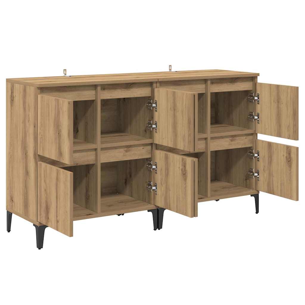 Dressoirs 2 pcs Artisan Eiken 60 x 35 x 70 cm Bewerkt hout