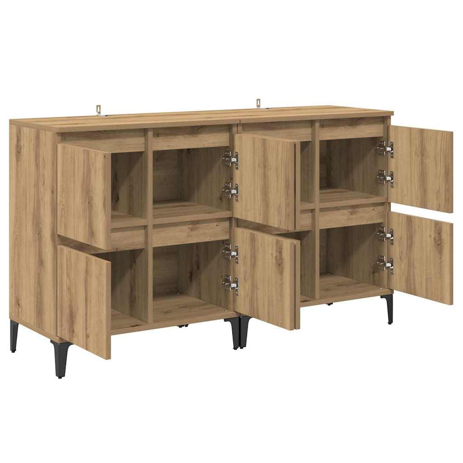 Dressoirs 2 pcs Artisan Eiken 60 x 35 x 70 cm Bewerkt hout