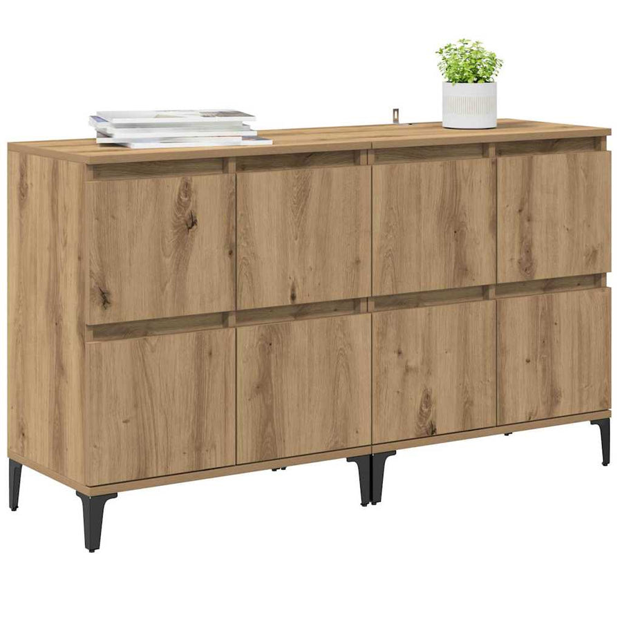 Dressoirs 2 pcs Artisan Eiken 60 x 35 x 70 cm Bewerkt hout