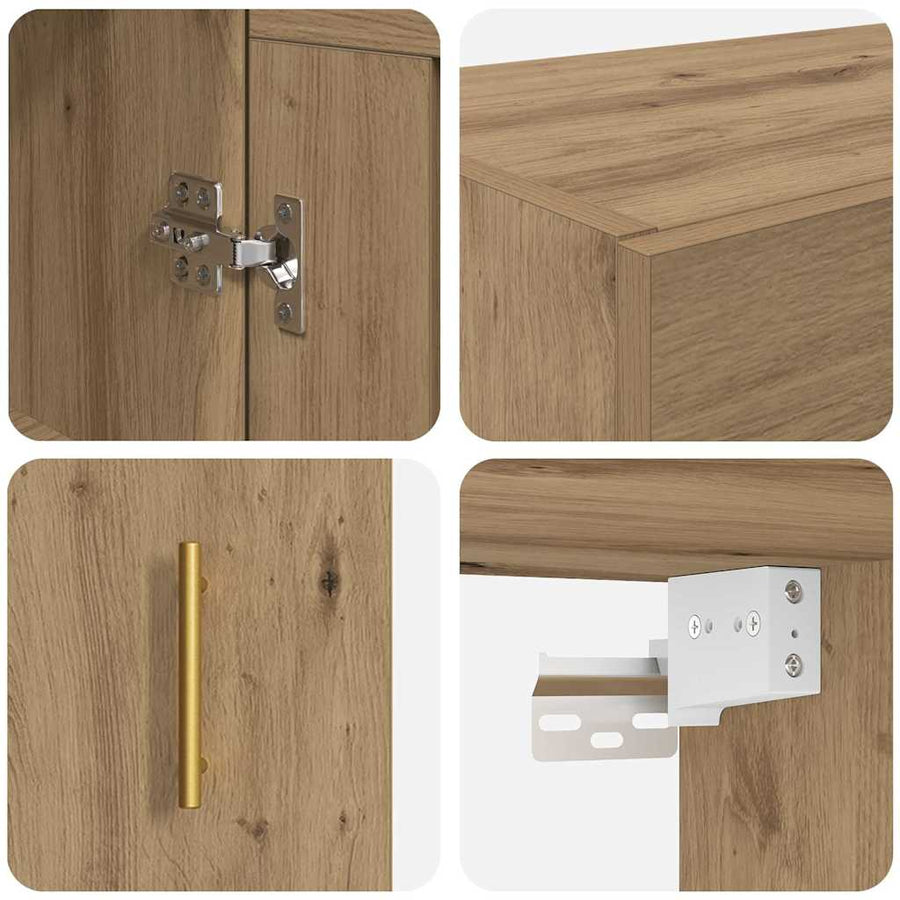 Wandkasten 2 pcs Artisan Eiken 69,5 x 34 x 90 cm Bewerkt hout