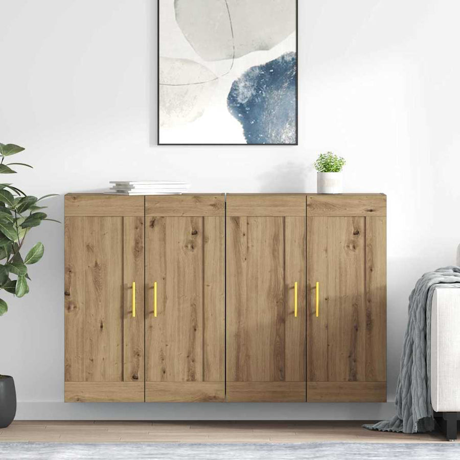 Wandkasten 2 pcs Artisan Eiken 69,5 x 34 x 90 cm Bewerkt hout