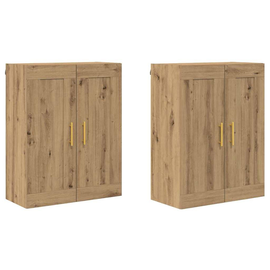 Wandkasten 2 pcs Artisan Eiken 69,5 x 34 x 90 cm Bewerkt hout