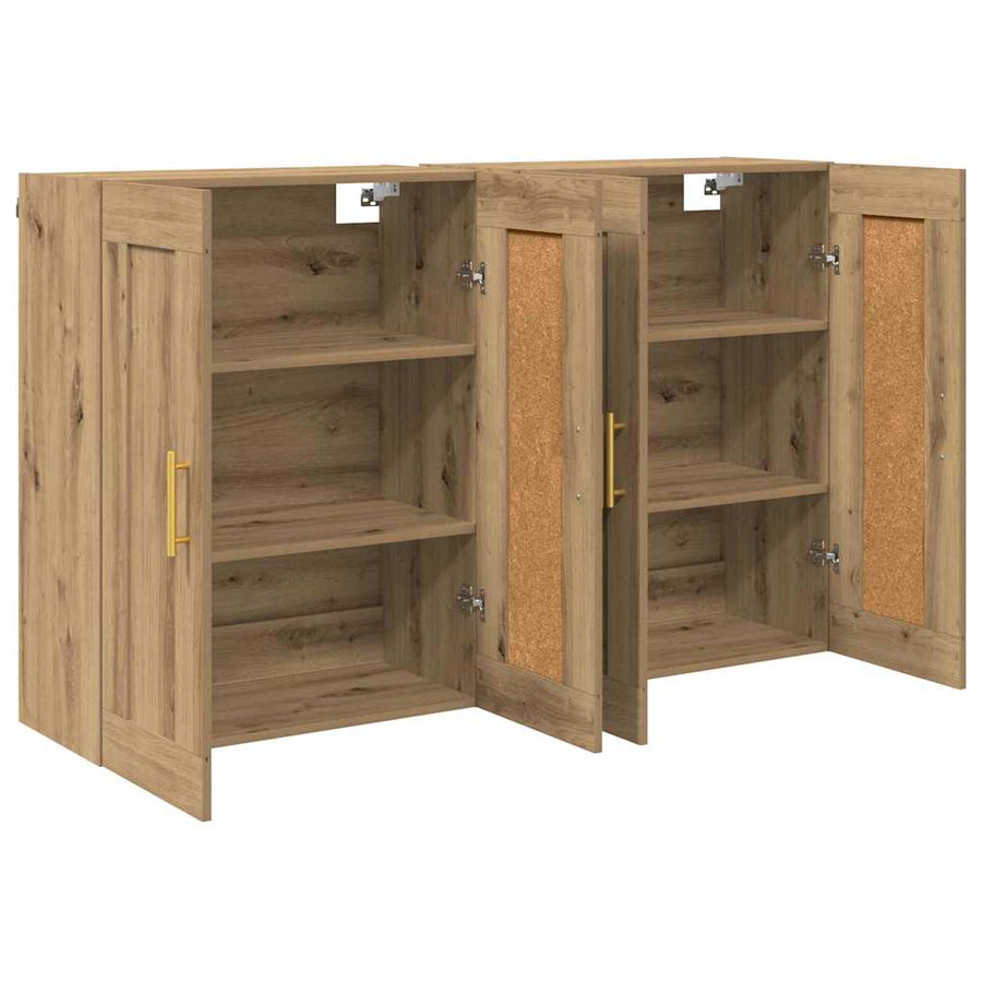 Wandkasten 2 pcs Artisan Eiken 69,5 x 34 x 90 cm Bewerkt hout