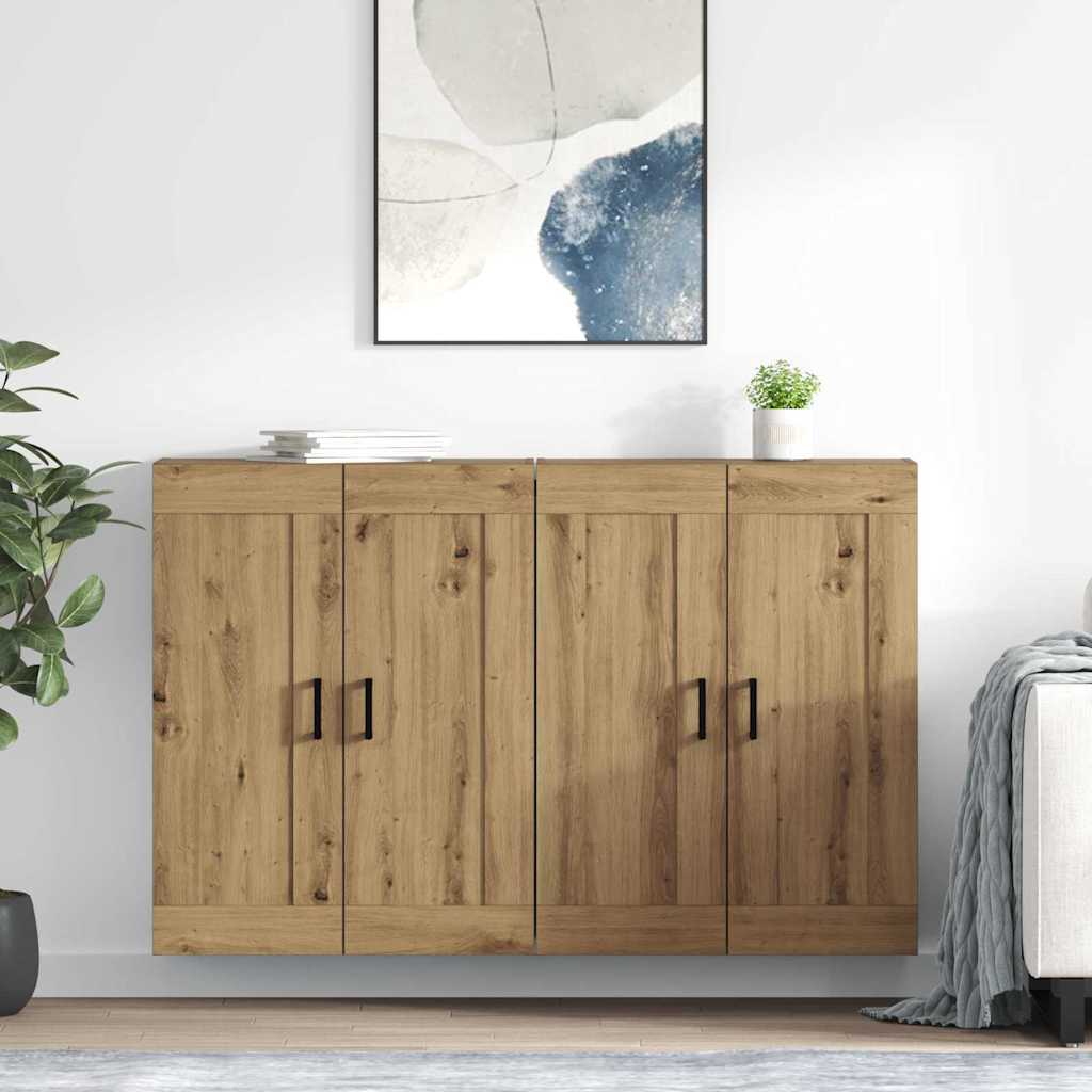Wandkast 2 pcs Artisan Eiken 69,5 x 34 x 90 cm Bewerkt hout