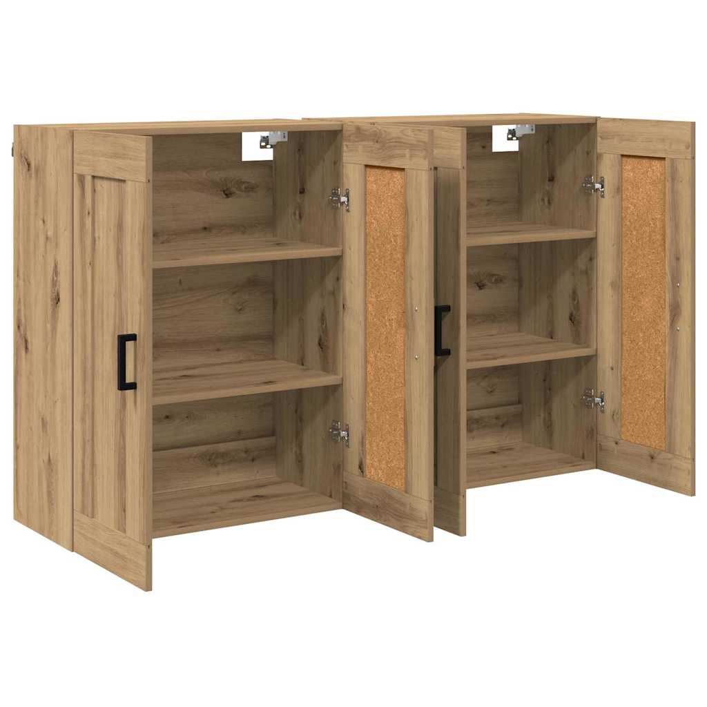 Wandkast 2 pcs Artisan Eiken 69,5 x 34 x 90 cm Bewerkt hout