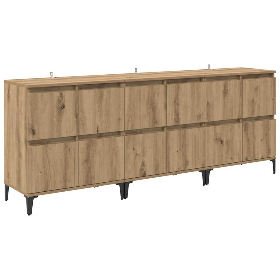 Dressoirs 3 pcs Artisan Eiken 60 x 35 x 70 cm Bewerkt hout