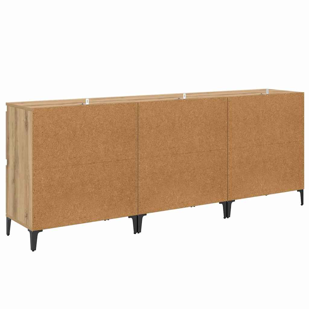 Dressoirs 3 pcs Artisan Eiken 60 x 35 x 70 cm Bewerkt hout