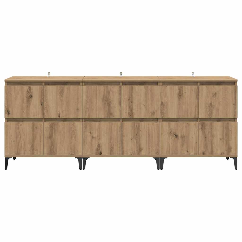 Dressoirs 3 pcs Artisan Eiken 60 x 35 x 70 cm Bewerkt hout
