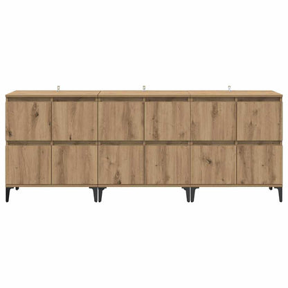 Dressoirs 3 pcs Artisan Eiken 60 x 35 x 70 cm Bewerkt hout