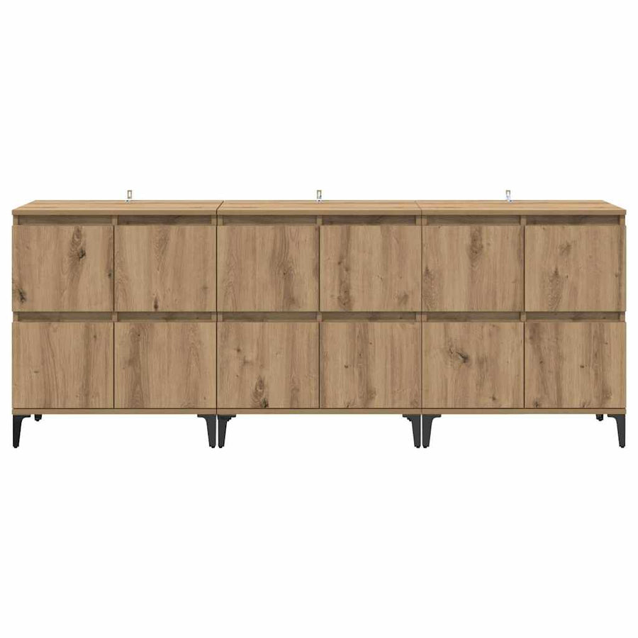 Dressoirs 3 pcs Artisan Eiken 60 x 35 x 70 cm Bewerkt hout
