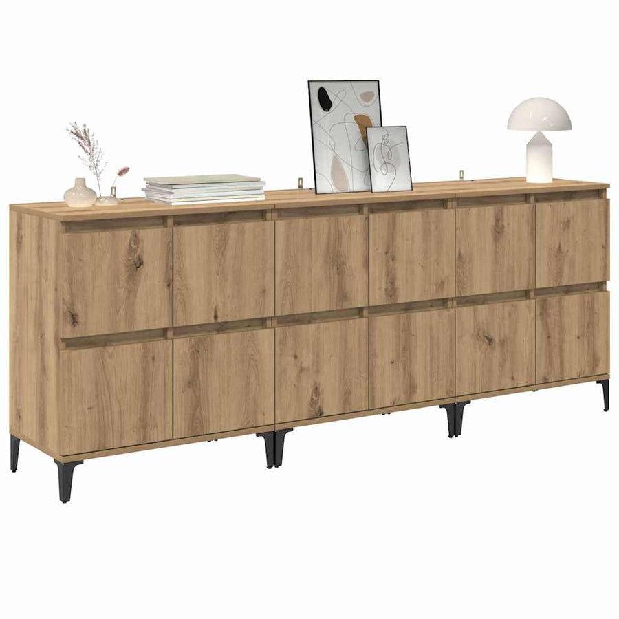 Dressoirs 3 pcs Artisan Eiken 60 x 35 x 70 cm Bewerkt hout