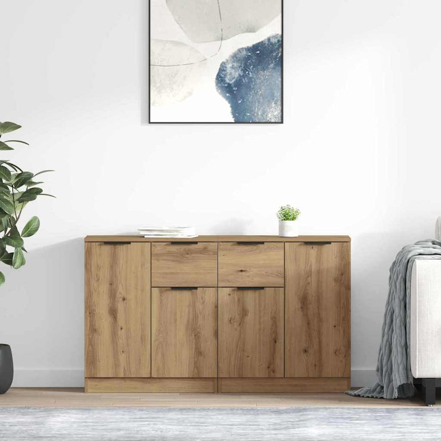 Dressoirs 2 pcs Artisan Eiken 60 x 30 x 70 cm Bewerkt hout