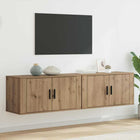 Tv-kast set 2 stuks 80x34,5x40 cm artisan eiken wandmontage