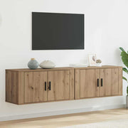 Tv-kast set 2 stuks 80x34,5x40 cm artisan eiken wandmontage