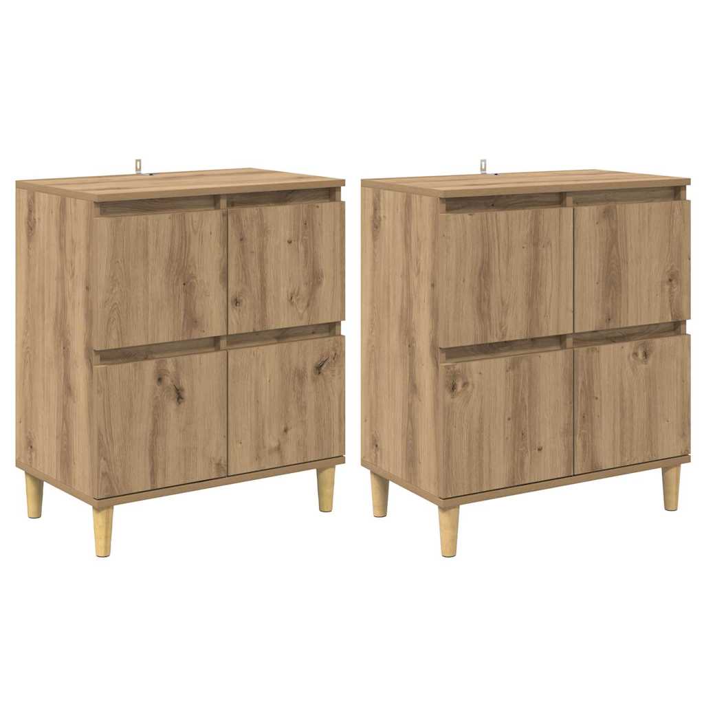 Dressoirs 2 pcs Artisan Eiken 60 x 35 x 70 cm Bewerkt hout