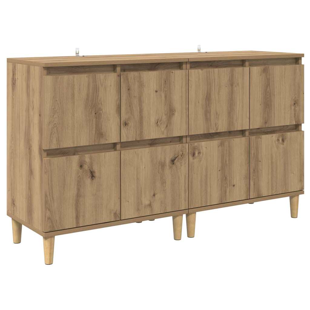 Dressoirs 2 pcs Artisan Eiken 60 x 35 x 70 cm Bewerkt hout