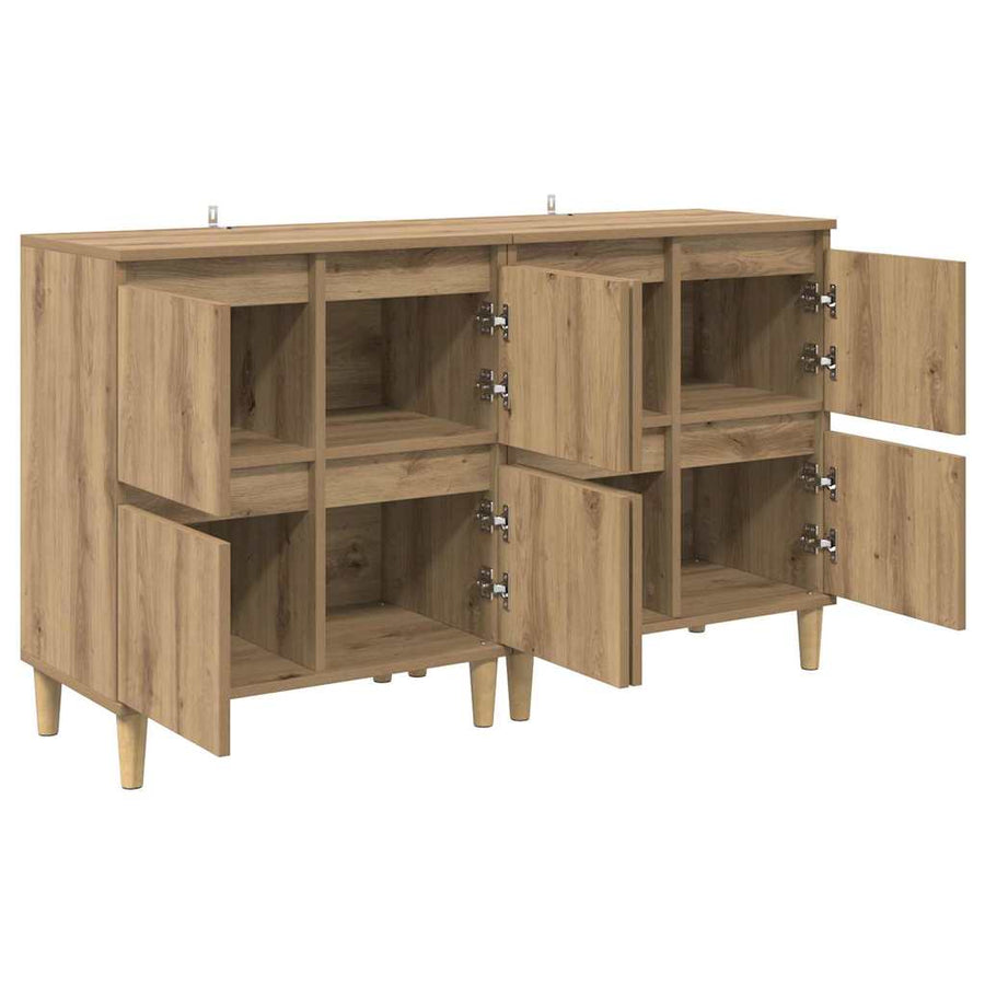 Dressoirs 2 pcs Artisan Eiken 60 x 35 x 70 cm Bewerkt hout