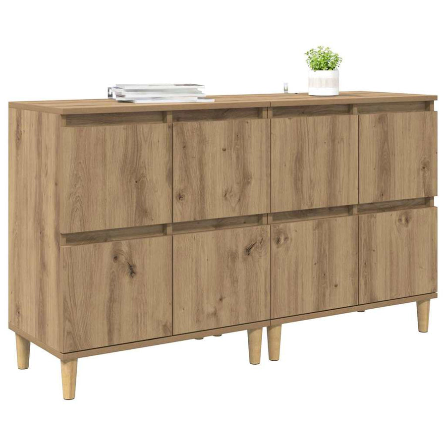 Dressoirs 2 pcs Artisan Eiken 60 x 35 x 70 cm Bewerkt hout