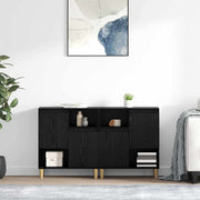 Dressoir 60x35x70 cm zwart eiken bewerkt hout (2 stuks)