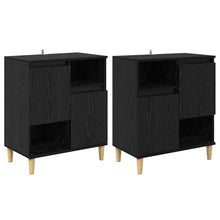 Dressoirs 2 pcs Zwart Eiken 60 x 35 x 70 cm Bewerkt hout