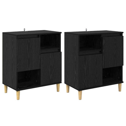 Dressoirs 2 pcs Zwart Eiken 60 x 35 x 70 cm Bewerkt hout