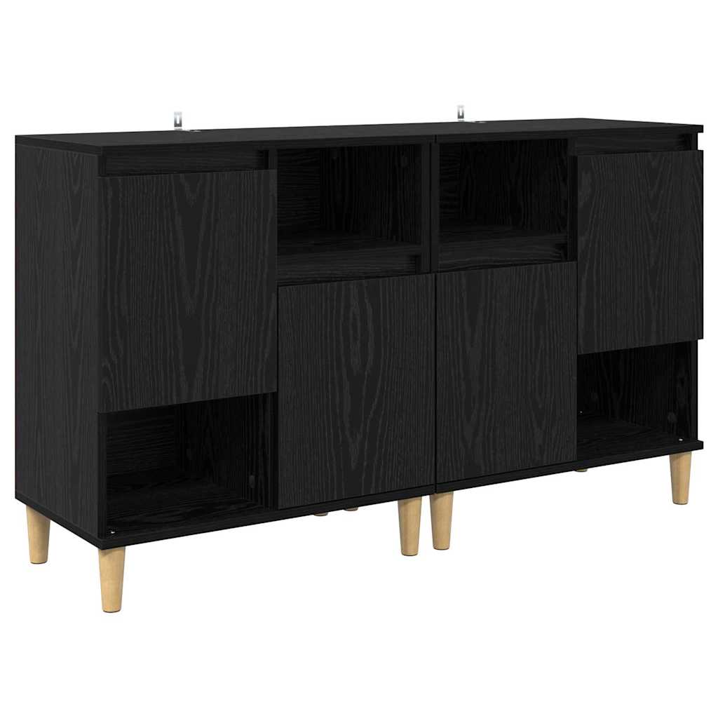 Dressoirs 2 pcs Zwart Eiken 60 x 35 x 70 cm Bewerkt hout