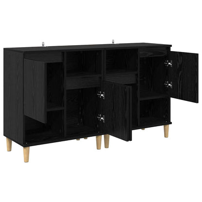 Dressoirs 2 pcs Zwart Eiken 60 x 35 x 70 cm Bewerkt hout
