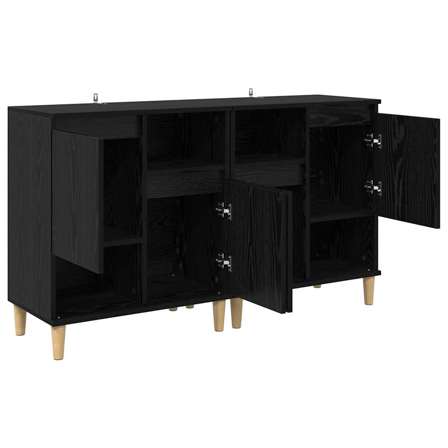 Dressoirs 2 pcs Zwart Eiken 60 x 35 x 70 cm Bewerkt hout