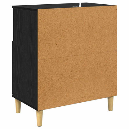 Dressoirs 2 pcs Zwart Eiken 60 x 35 x 70 cm Bewerkt hout