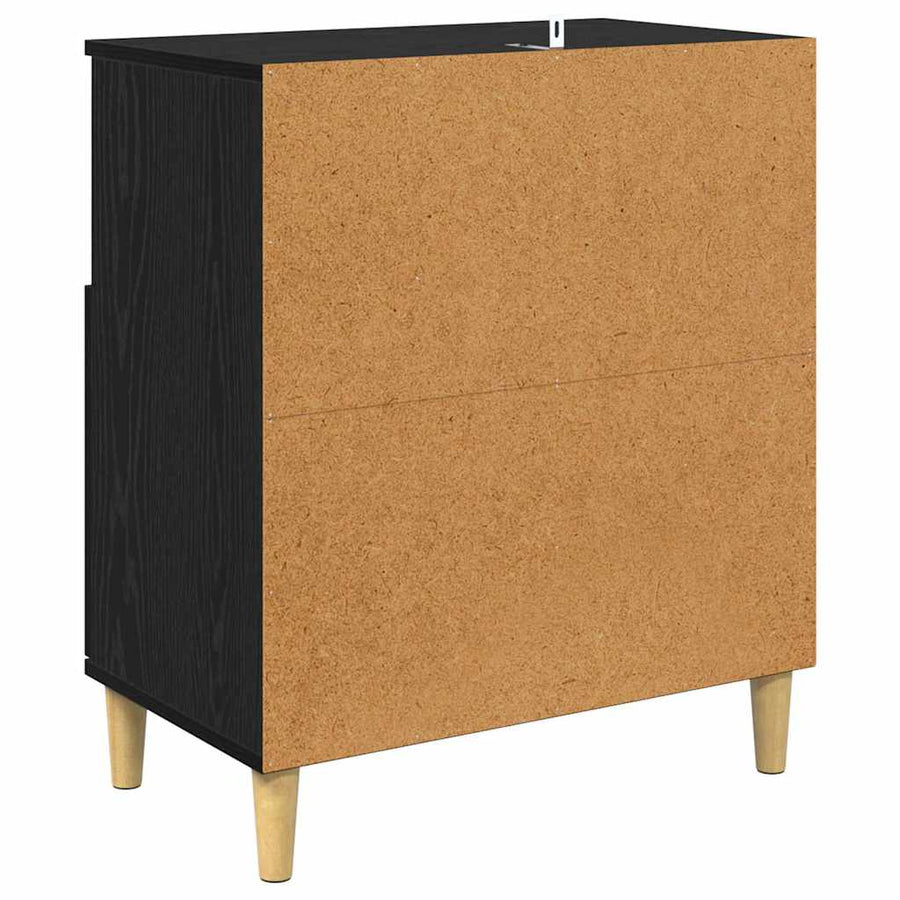 Dressoirs 2 pcs Zwart Eiken 60 x 35 x 70 cm Bewerkt hout