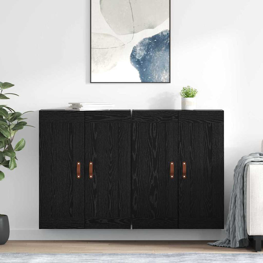 Wandkasten 2 pcs Zwart Eiken 69,5 x 34 x 90 cm Bewerkt hout
