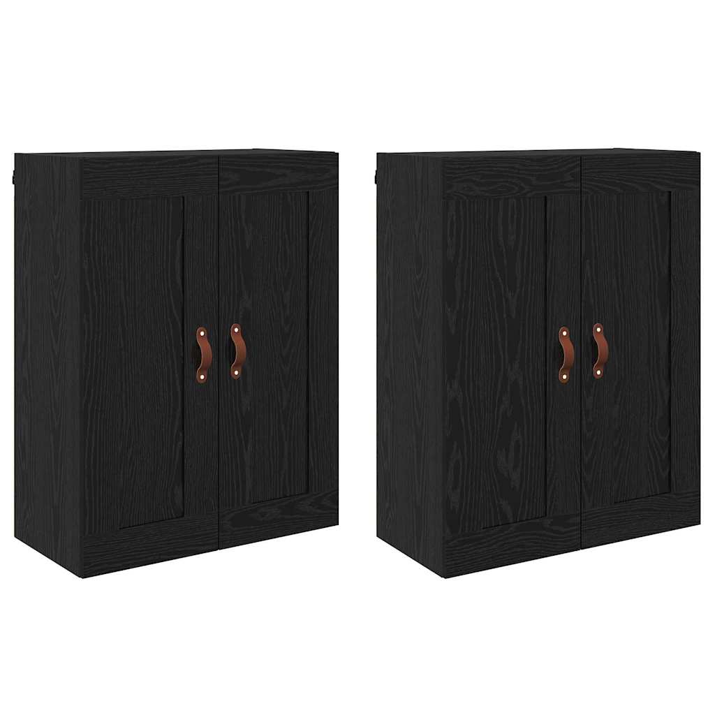 Wandkasten 2 pcs Zwart Eiken 69,5 x 34 x 90 cm Bewerkt hout
