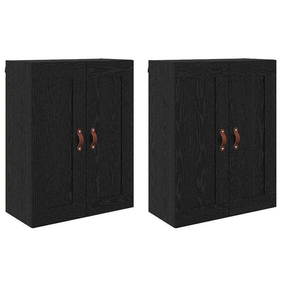 Wandkasten 2 pcs Zwart Eiken 69,5 x 34 x 90 cm Bewerkt hout