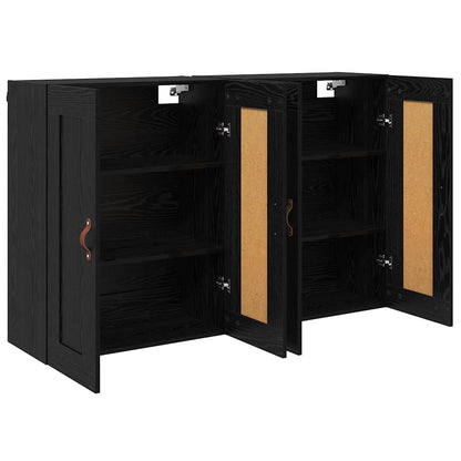 Wandkasten 2 pcs Zwart Eiken 69,5 x 34 x 90 cm Bewerkt hout