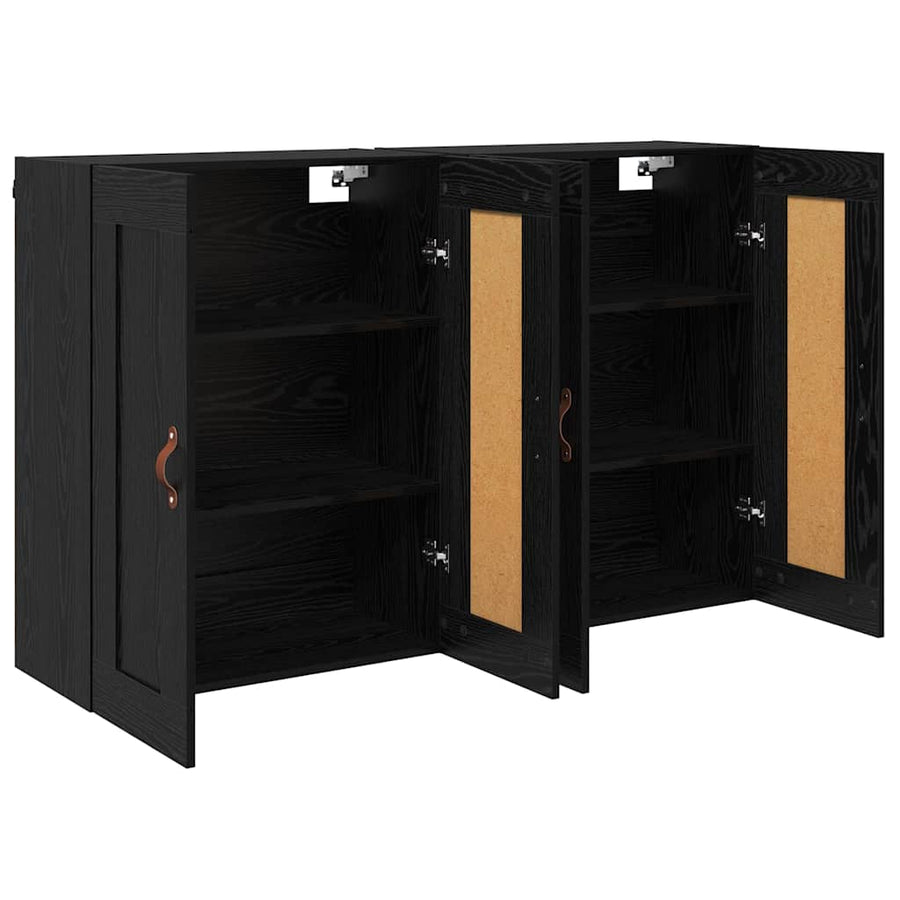 Wandkasten 2 pcs Zwart Eiken 69,5 x 34 x 90 cm Bewerkt hout