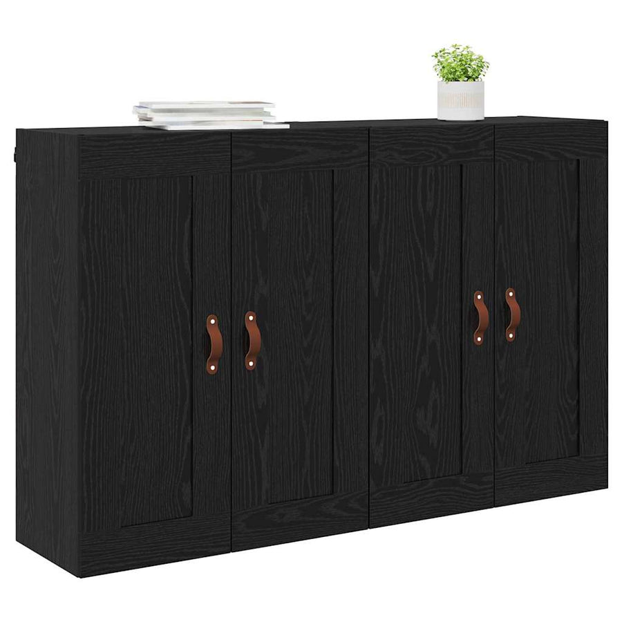 Wandkasten 2 pcs Zwart Eiken 69,5 x 34 x 90 cm Bewerkt hout