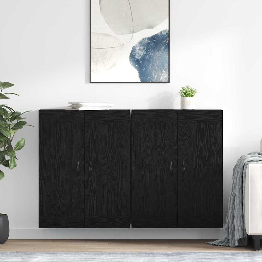 Wandkasten 2 pcs Zwart Eiken 69,5 x 34 x 90 cm Bewerkt hout