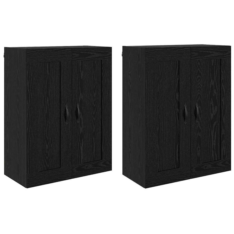 Wandkasten 2 pcs Zwart Eiken 69,5 x 34 x 90 cm Bewerkt hout
