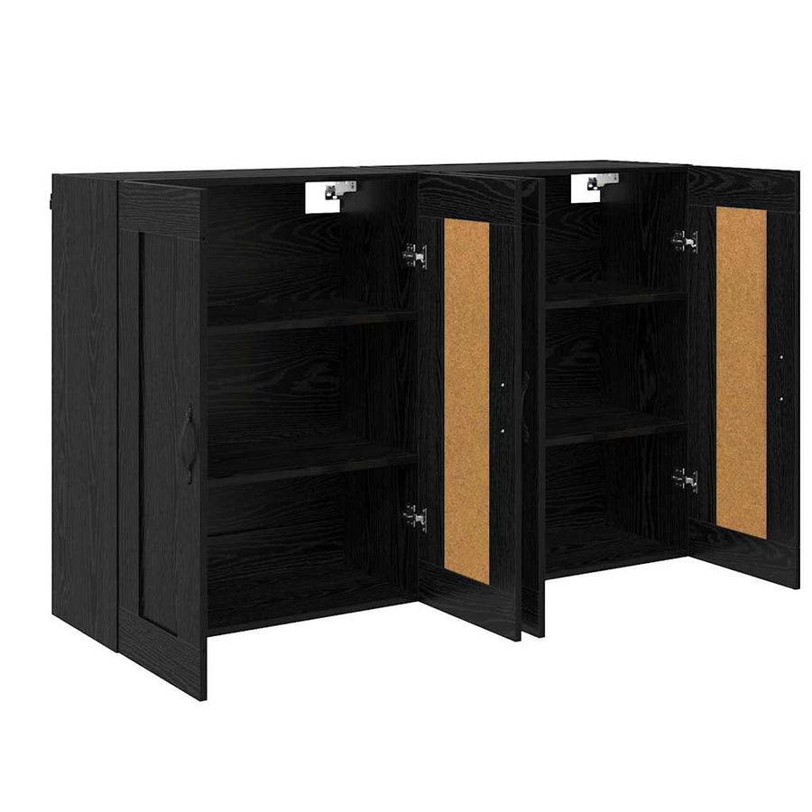 Wandkasten 2 pcs Zwart Eiken 69,5 x 34 x 90 cm Bewerkt hout