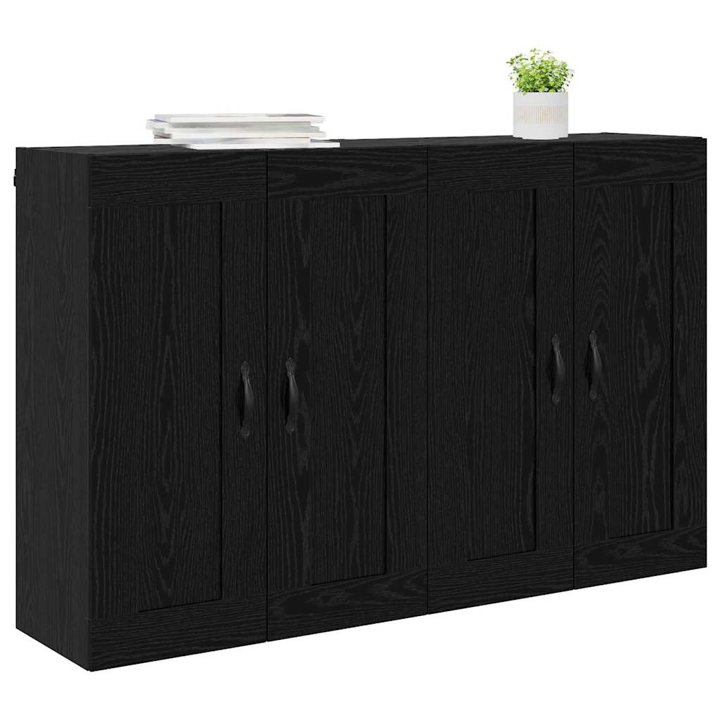 Wandkasten 2 pcs Zwart Eiken 69,5 x 34 x 90 cm Bewerkt hout