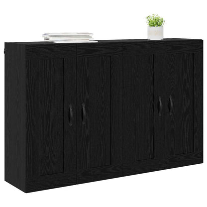 Wandkasten 2 pcs Zwart Eiken 69,5 x 34 x 90 cm Bewerkt hout