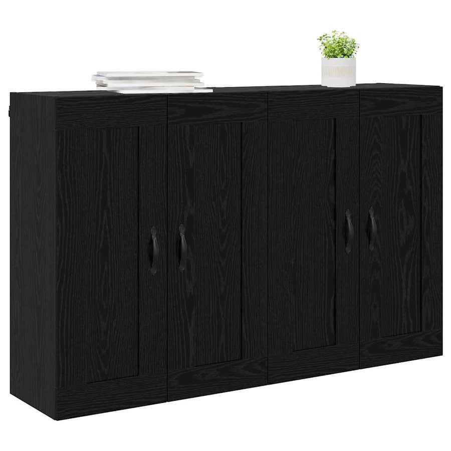 Wandkasten 2 pcs Zwart Eiken 69,5 x 34 x 90 cm Bewerkt hout
