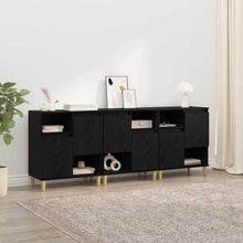 Dressoirs 3 pcs Zwart Eiken 60 x 35 x 70 cm Bewerkt hout