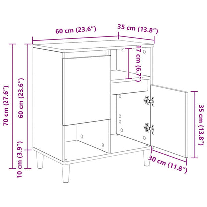Dressoirs 3 pcs Zwart Eiken 60 x 35 x 70 cm Bewerkt hout