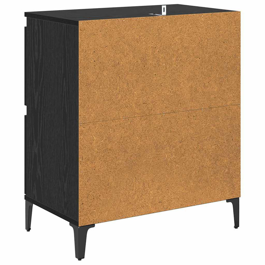 Dressoirs 2 pcs Zwart Eiken 60 x 35 x 70 cm Bewerkt hout