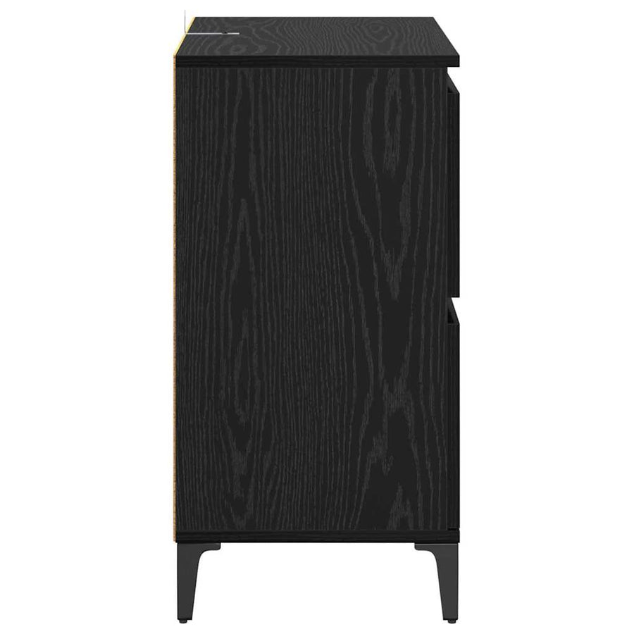 Dressoirs 2 pcs Zwart Eiken 60 x 35 x 70 cm Bewerkt hout